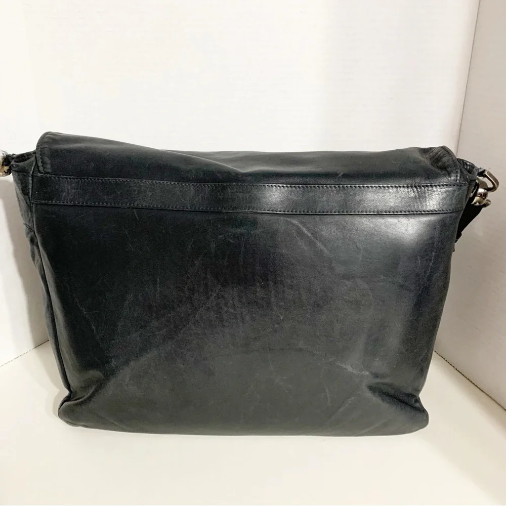 Mulberry Leather Messenger Bag Adjustable Webbing Strap Silver Tone Hardware
